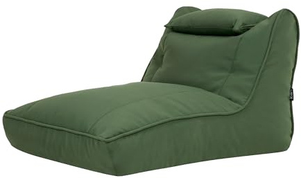 Icon Nova Outdoor Sitzsack Sessel für Erwachsene, Khakigrün, Olefin Stoff für Drinnen und Draußen, Riesen Sitzsack mit Füllung, Bequemer Sessel, Garten, Terrasse, Lounge, Wohnzimmer