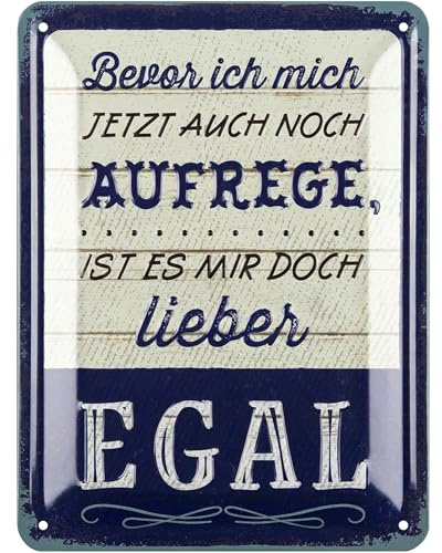 LANOLU Retro Blechschild Bevor ich mich Aufrege - Lustiges Sprüche Schild aus Metall mit Zitat, Geschenke für Freundinnen, Lebensweisheiten in Shabby Deko Style, Sprüche Metallschild 15x20cm