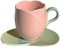 XVHOAB Tazas de té y platillos, Taza de té de cerámica de 10 oz/300 ml con asa, Taza de café de Flores de Forma Irregular, para lavavajillas caseras de Oficina y microondas Estilo 2