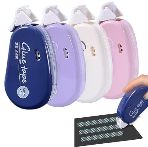 HSTWODE 4 rollos de pegamento de doble cara, 6 m × 6 mm, adhesivo para fotos, ratón, adhesivo de doble cara, accesorio para álbum de fotos, álbum de recortes