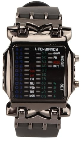 Aramox LED Binary Display Wristwatch, Innovative Crab Design, Silicone Strap, Unique Electronic Watch for Tech Enthusiasts