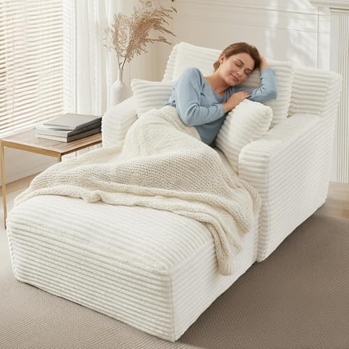 Anwick 166 cm Cord-Chaiselongue mit tiefer Sitzfläche, montagefrei | Weicher Cordbezug, großzügige Liegefläche und tiefer Sitzkomfort für Wohnzimmer, Schlafzimmer, Leseecke oder Apartment
