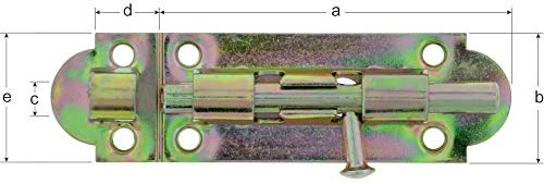 Alberts 124083 Grendelriegel | mit Knopfgriff und ohne Feder | galvanisch verzinkt, dickschichtpassiviert | Platte 100 x 30 mm | Bolzen-Ø 8 mm