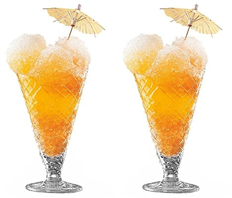 Bormioli Rocco Gelato Ice Cream Sundae Glasses - Set of 2 - Ice Cream Cone Shaped Sundae Dishes