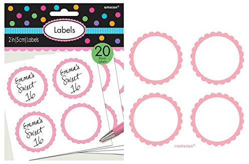 amscan Candy Buffet Etiketten mit gewelltem Rand, Hellrosa