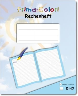 TimeTEX Prima-Colori Rechenheft - RH2 - Lineatur 6 x 10 mm FormaTex-Format A5+ - Schreiblern-Heft - 92322
