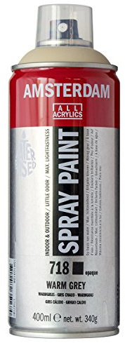 Amsterdam Sprühfarbe - 400 ml Warmgrau 718 - Wasserbasierend, geruchsarm und gratis Lösungsmittel - Hohe Lichtechtheit - Geeignet für Leinwand, Papier, Holz - Ideal für den Studioeinsatz