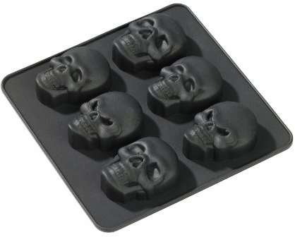 Geda Labels 13655 - Juego de 2 moldes de Silicona para Cubitos de Hielo o Bombones con diseño de Calavera, Color Negro