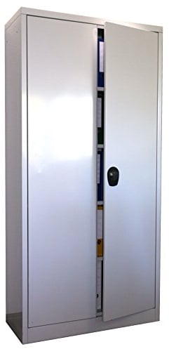 Szagato Stahlschrank 180x80x40 cm, 4 Böden, Drehverschluss, (RAL7035) lichtgrau (Ordnerschrank Büroschrank Werkzeugschrank Metallschrank)