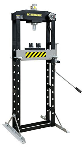 Rodcraft WP20S Hydraulische Werkstattpresse, 20 Tonnen, 186 mm Hub, inklusive Druckdornsatz und Schnellwechselaufnahme, Gewicht 105 kg, HxB (mm): 1772 x 740, schwarz-Silber