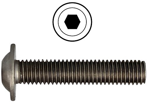 Linsenkopfschrauben M6 X 16 ISO 7380 mit Flansch u. Innensechskant (ISK) Edelstahl A2 (20 Stück) - V2A Linsenschrauben mit Bund Rundkopfschrauben Flachkopfschrauben Flanschschrauben