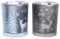 Windlicht Teelicht Glas Laserbäume Hirsch Reh 2er Set blaugrau grau