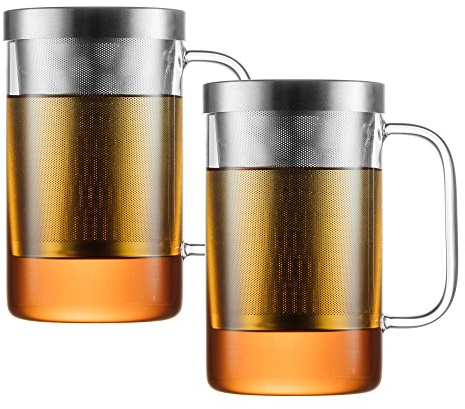 GAIWAN PURE550S x2: Juego de 2 Vaso de Té con Filtro y Tapa, Taza, 50cl, 500ml, 0.5 L