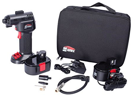 Air Hawk MAX - Rechargeable Air Compressor, Tyre Inflator, Automatic Pump with Five Different Nozzles Compact, Digital, Cordless with LED Light (As seen on High Street TV)