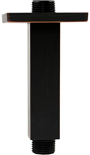 Weirun Straight Shower Arm with Flange Ceiling Mount,4 Inch Square Rain Shower Head Extension Arm Replacement,Shower Head Extension Pipe Oil Rubbed Bronze