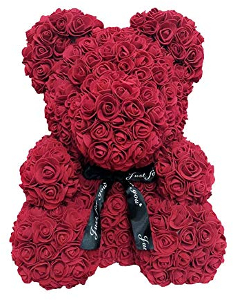 Guajave Kunst-Rosenblüten in Bär-Form, 40 cm, Liebe, Herz, aus Schaum, Rose für Hochzeits-Party weinrot