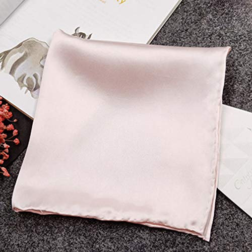 Egurs Mouchoirs De Poche en 100% Soie Pochette de Costume Mouchoir pour Homme Femme 35 * 35cm Rose Clair