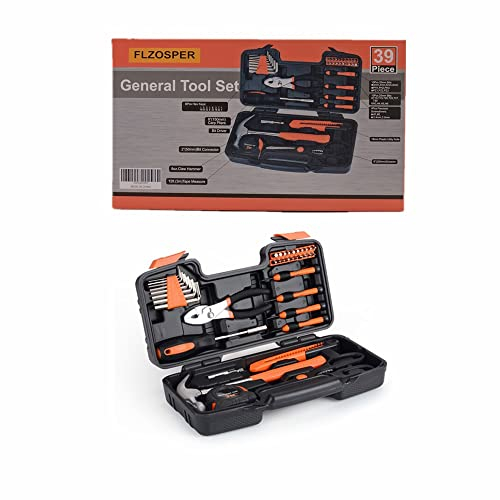 FENRIR 39-Piece General Tool Set-Essential Household Hand Tool Kit with Portable Toolbox Storage Case(Pink—Level Ruler)