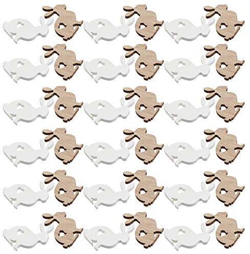 VALICLUD Ostern Holzscheiben DIY Basteln Holz Osterhase Osterndekoration Geschenkanhänger Holz Hase Kaninchen Streudeko Frühling Ostern Party Festival Dekoration Anhänger Tischdeko 72pcs