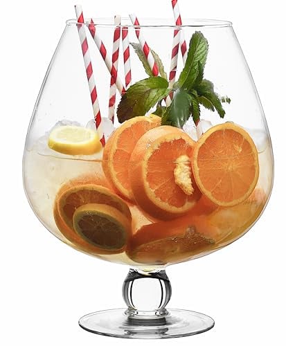 SOLAVIA Cocktail Bowl Vase Oversize Clear Glass Large Brandy Shape Glass H29cm D15cm Stylish Decorative Glass Housewarming Gift Idea