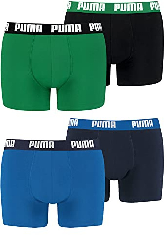 PUMA Herren Boxershorts Unterhosen 100004386 4er Pack, Wäschegröße:L, Artikel:-420 True Blue + 035 Amazon Green