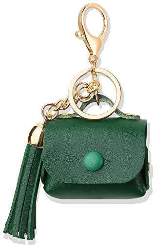 MODOS LOGICOS Case Cover for Air Pods 3 (2021), PU Leather Case with a Couple of Drooping Tassels Compatible with Apple AirPods 3rd Generation Charging Case - Green