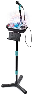 VTech - Kidi Superstar DJ Studio Noir, Micro Karaoké Enfant 9 en 1 avec Table de Mixage, Boule Disco Lumineuse Rotative, Apprentissage du Chant et Jeux, Cadeau Enfant Dès 6 Ans - Contenu en Français