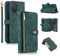 UEEBAI Hülle für Samsung Galaxy S20 FE 5G, 9 Kartenfäche Retro Leder Geldbörse Stoßfest Flip Case mit Handschlaufe Standfunktion Reißverschluss Handyhülle Magnetverschluss Wallet– Retro Grün