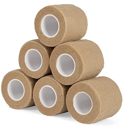 Haftbandage Verband Selbstklebender 5cm x 4,5m, Fixierbinde Selbsthaftend Kohäsive Bandage für Erste Hilfe Dog Tierarztwickelband Sport Elastische Binde für Handgelenk, Füße (Hautfarbe, 6 Rollen)