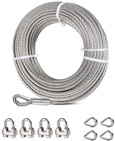 hannger Edelstahldrahtseil Ø 6mm, 38 Meter Drahtseil Edelstahl, 7x19 Litzenkern, 304 Edelstahl Stahlseil mit Ösen, 2900kg Bruchfestigkeit