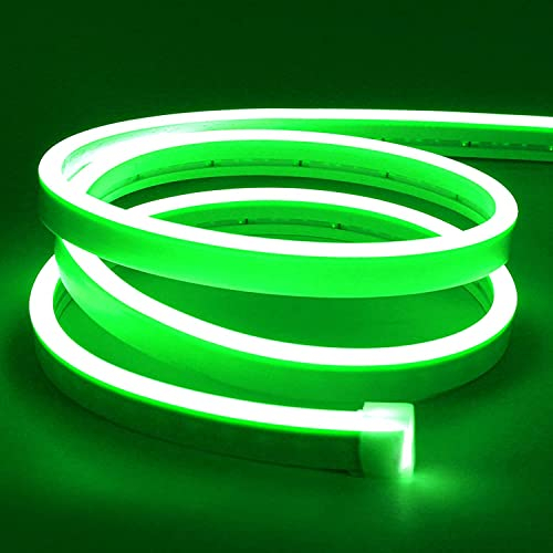 Lamomo LED Strip Grün, 12V 5M LED Lichtband, Wasserdicht Neon LED Streifen, DIY Flexibel Ledband für Innen Aussenbereich Heim Küche Deko（Netzadapter nicht enthalten）