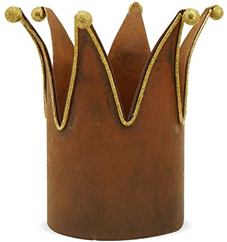 matches21 Krone Dekoaufsteller Windlicht Laterne Aufsteller Teelicht Wohndekoration Metall Rusty 1 STK Ø 15x14 cm
