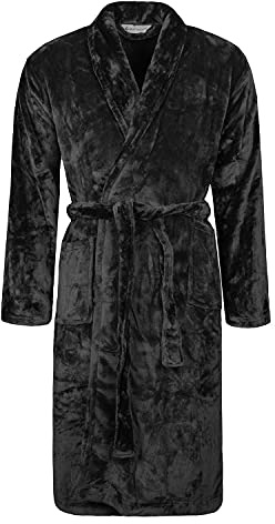 HEAT HOLDERS Mens Fleece Dressing Gown Luxury Soft Winter Warm Bathrobe without Hood