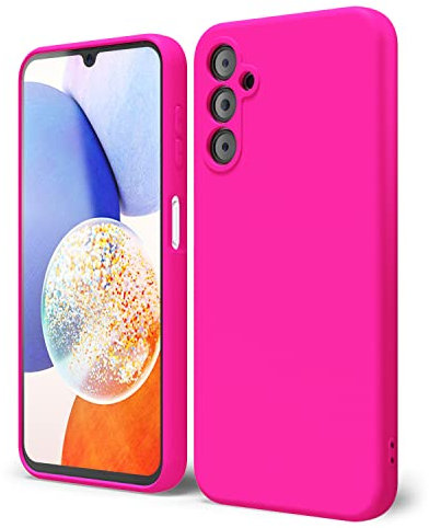 Oakxco für Samsung Galaxy A14 5G Hülle Silikon Case mit Kameraschutz, Ultra Dünn Bunt Handyhülle Mädchen, Einfarbig Handy Hülle Slim Schutzhülle, Matt TPU Weich Gummi Glatt Silikonhülle, Neon Hot Pink