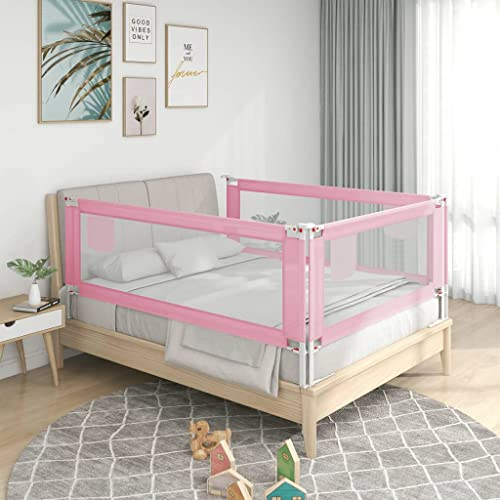 homiuse Kleinkind-Bettschutzgitter 140x25 cm Stoff Bettumrandung Babybett Rausfallschutz Bettgitter Rausfallschutz Boxspringbett Kinderbett Bettgitter Bettschutzgitter Bettkantenschutz Rosa