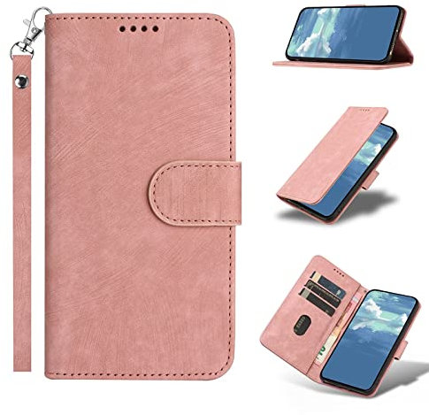 Jeelar ESONG Coque pour Huawei P30 Lite,Protection Housse en Cuir Premium Pochette Rabat Portefeuille Clapet Magnétique Flip Étui avec béquille et Fentes de Cartes,Antichoc Case-Rose