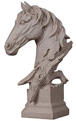 Skulptur Dekoration Große Pferdekopf Statue, Harz Sandstein Figur, Feng Shui Dekor Skulptur, Garten Zuhause und Büro Geschäftsgeschenk, Skulptur Ornament hergestellt Handwerk (Farbe: klein), Statuen