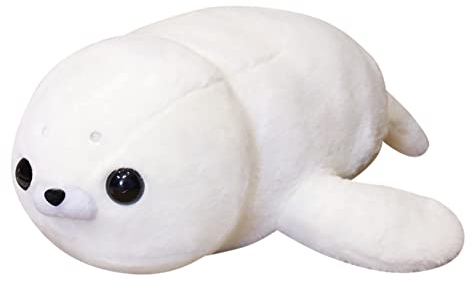 BYNYXI 50cm Robbe Kuscheltier Baby, Stofftier Seal Plüschkissen Süße Robbe Tier Umarmungskissen Flauschiges Siegel Kuscheltier Seehund Liegende Robbe Kissen Spielzeug für Kinder Jungen Mädchen