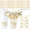 iZoeL 16Set JGA Becher Bride Tribe Cups/Team Bride Strohhalme/JGA Armbänder/JGA Bride to be Tattoo, Junggesellenabschied Frauen Deko Gold
