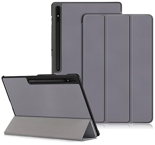 DINGGUAGUA Coque pour Samsung Galaxy Tab S9 S10 Ultra 14.6 2024 (SM-X910/X916B/X918U) en s8 étui Mince Multi-Angles de étui Folio avec Fonction Veille/réveil Automatique Case,Gris