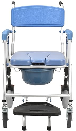 Toilettenstuhl Für Senioren 4 in 1 Faltbar Toilettenrollstuhl Mit Gepolsterten Und Armlehnen Leichtgewicht Duschstuhl Für Behinderte Und Erwachsene