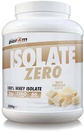 Per4m Isolate Zero, hochreines Proteinisolat, maximaler Proteingehalt bei minimalem Fett & Zucker, laktosereduziert & gut verträglich, für Kraft & Schnelligkeit täglich – Weiße Schokolade – 2kg