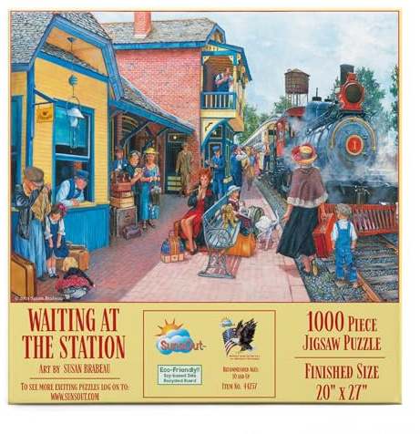 SUNSOUT INC - Waiting at The Station - 1000 pc Jigsaw Puzzle by Artist: Susan Brabeau - MPN# 44257