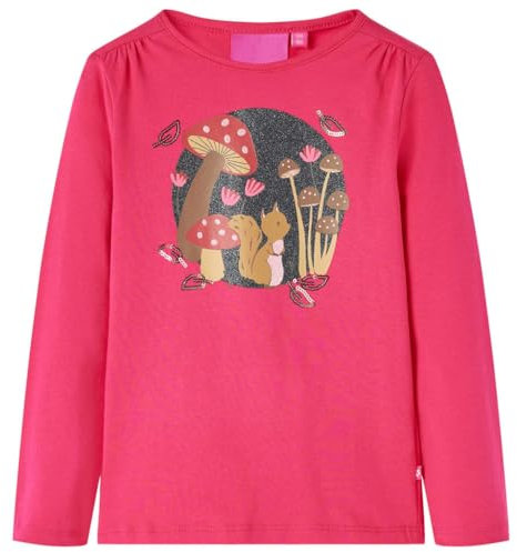 Kinder Langarmshirt mit Eichhörnchen T-Shirt Jungen Kindershirt Knallrosa 140