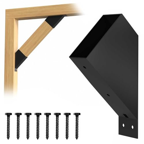 ORIGLE 8Pcs 45 Degree Angle Brackets for Pergola Kits - Heavy-Duty Metal Gazebo Brackets & 2x4 Wood Connector, Universal DIY Pergola Bracket Kit with Lumber Compatibility