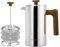 Poliviar French Press aus Edelstahl, Thermo Kaffeebereiter Doppelwandig isoliert, Kaffeebereiter 1 Liter, Handfilter Kaffeepresse mit Plunger & Griff aus Holz, Coffee Press