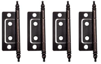 QCAA Durable Steel Non-Mortise Hinge with Final Pins, for Chest, Box, Vintage Cabinet Furniture, 2x0.9, Aged Classic Bronze, Made in Taiwan, 4 Pack