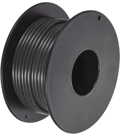 sourcing map 18AWG Wire 18 Gauge Stranded Wire PVC Hookup Wire 10M/33ft Black, Electrical Wire UL1007 Spool Tinned Copper Wire for Internal Connecting Wire, Marine