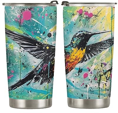 Termos Café Para Llevar Con Tapa Y Pajita, Colibrí Lindo Divertido Estampado Personalizada Vaso Termo Cafe Para Llevar Taza Térmica Para Navidad Viaje 20Oz