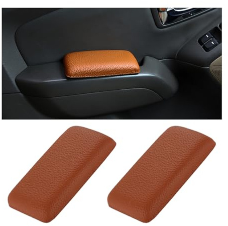 CGEAMDY 2 Stück Auto-Kniekissen-Pad, Tür-Armlehnen-Schutzkissen Aus Weichem Leder, Universal Auto Mittelkonsole Knie-Bein-Ellenbogen-Kissen Pad(Braun)